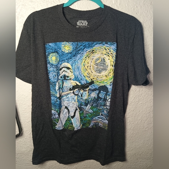 Star Wars Men’s Size Medium Gray Storm Trooper Starry Night Short Sleeve T-Shirt - Picture 1 of 5